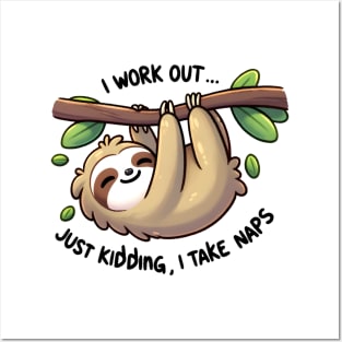 Sloth Workout Quote Napping Art Posters and Art